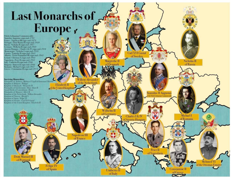 Die letzten Monarchen in Europa – Einige Monarchen leben schon lange nicht mehr. Aus der Queen ist jetzt wohl the King geworden.